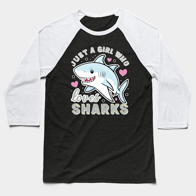 just a girl who loves sharks Baseball T-Shirt by mdr design